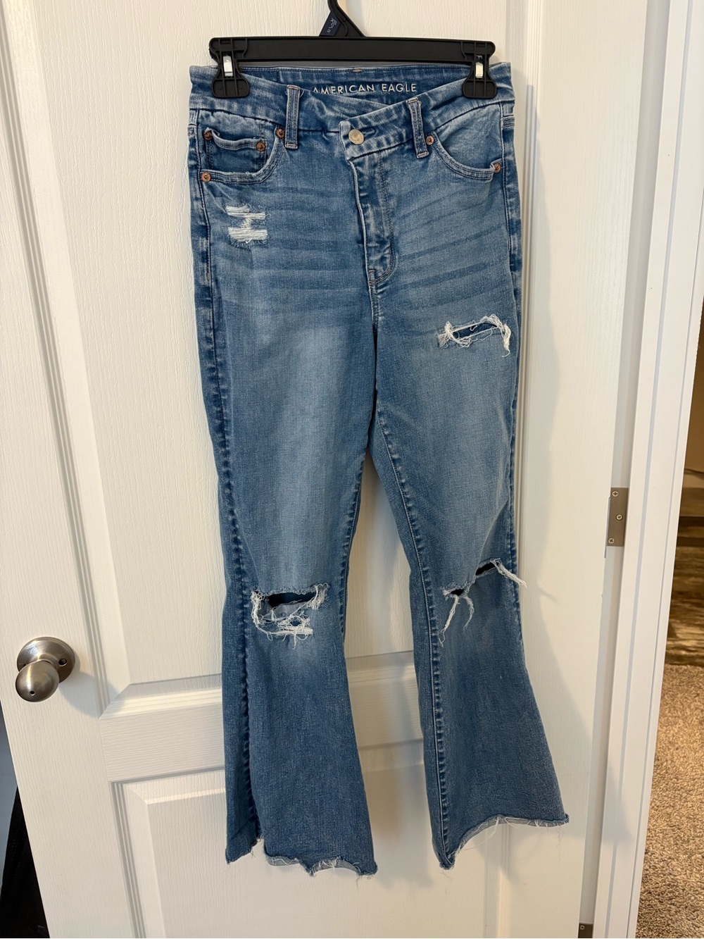 AE criss cross flare jeans
